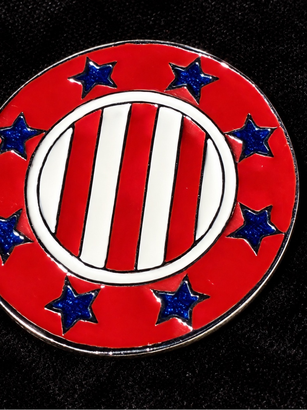 Nautical Red, White & Blue Round Enamel Brooch